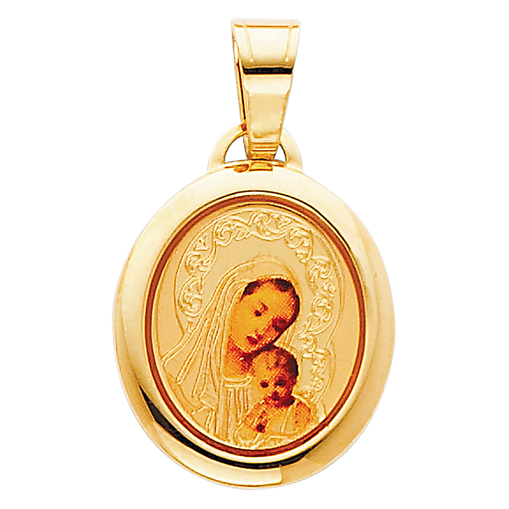 14K Yellow Gold Small Religious Our Lady Of Mt. Carmel Picture Pen